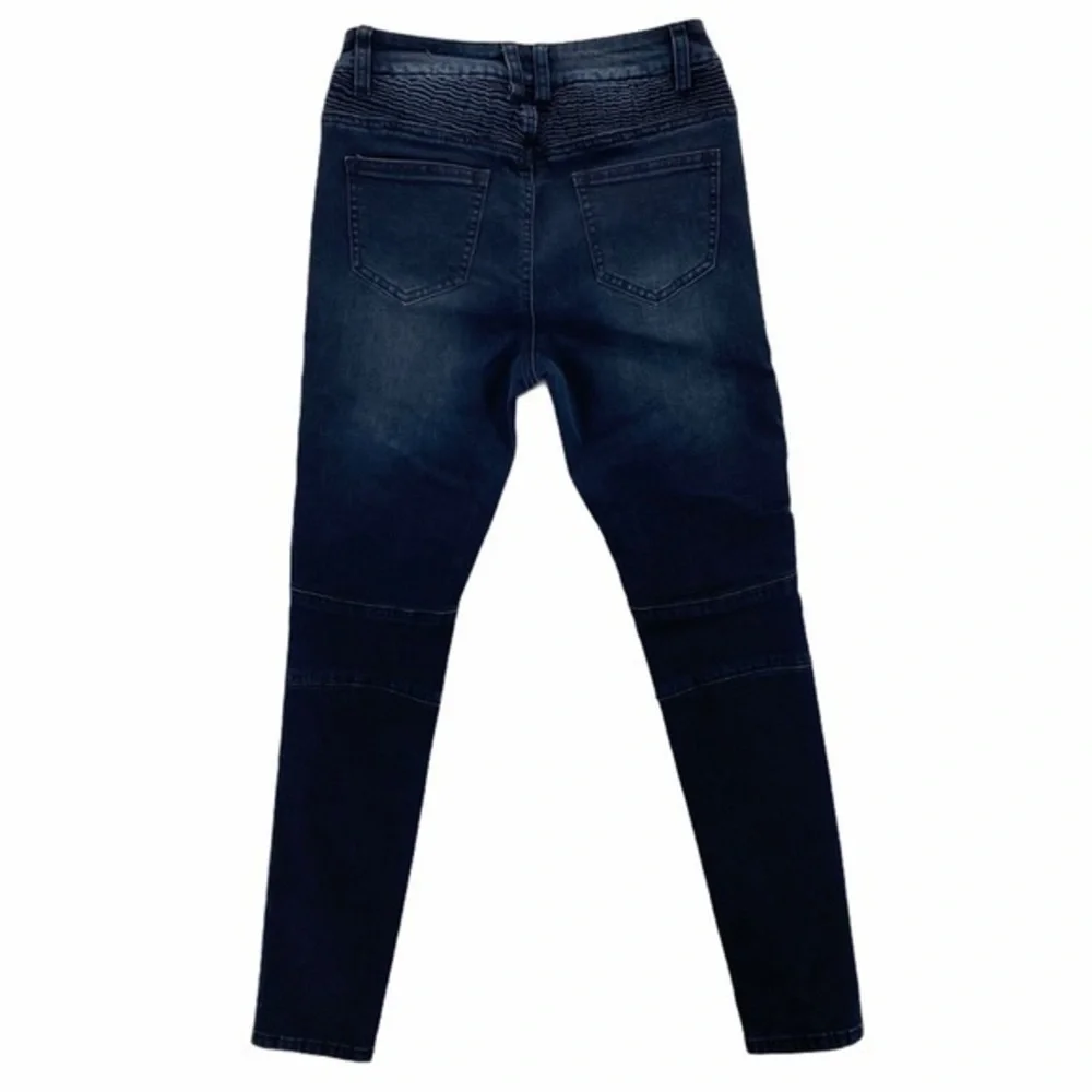Fashion Nova Dark Wash Denim‎ Crop Moto Skinny Jean